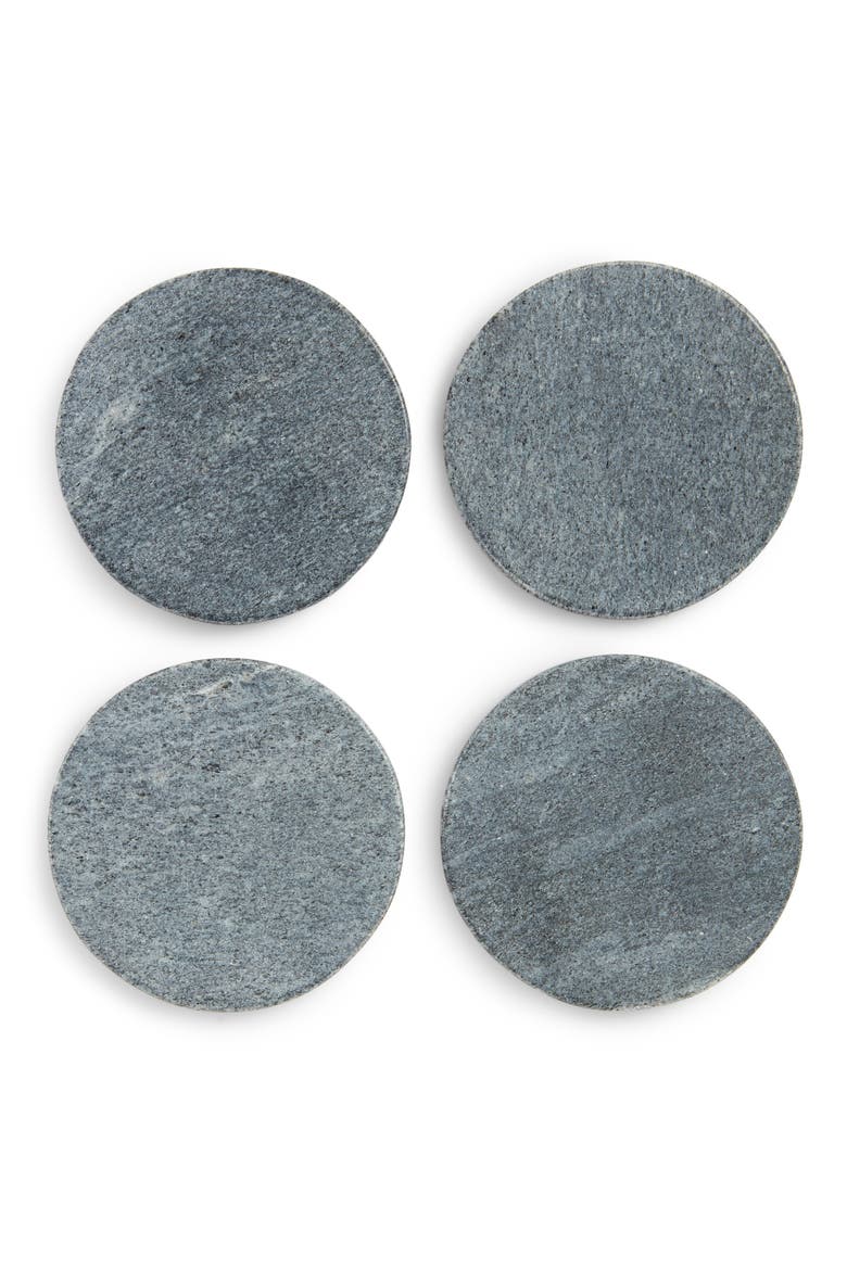 Set of 4 Marble Coasters, Main, color, BLACK MULTI