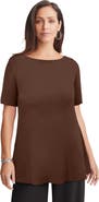 Jessica London Stretch Knit Boatneck Swing Tunic