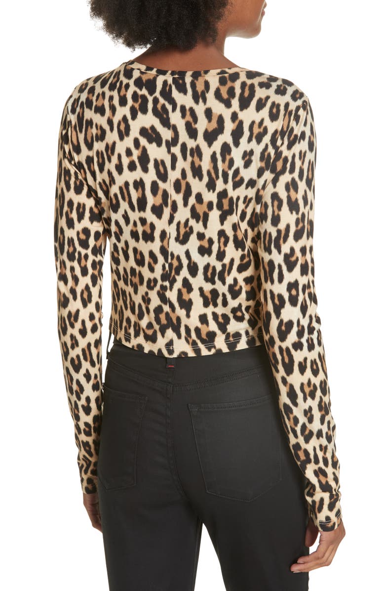 Alice + Olivia Delaina Leopard Print Crop Top, Alternate, color, Textured Leopard