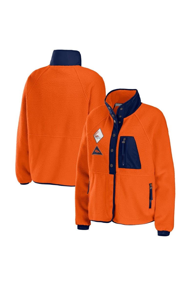 Women's WEAR by Erin Andrews Orange Denver Broncos Polar Fleece Raglan Full-Snap Jacket, Main, color, Orange