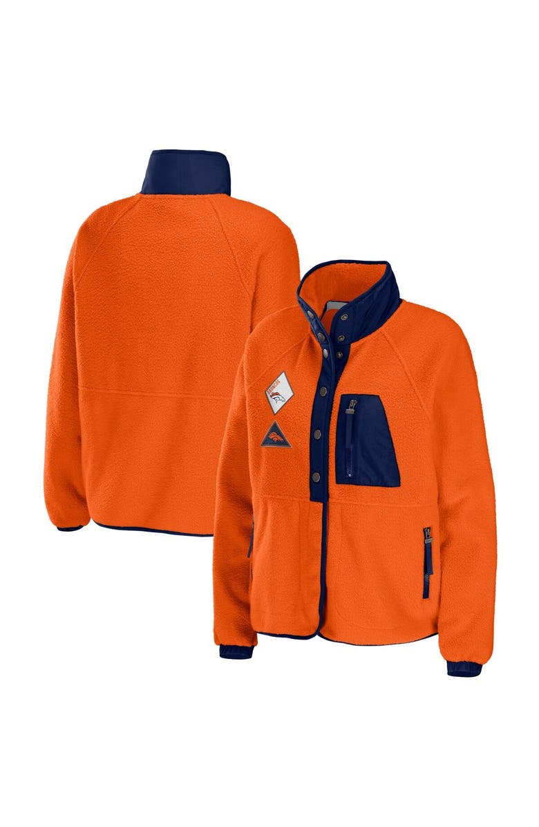 WEAR by Erin Andrews Women's WEAR by Erin Andrews Orange Denver Broncos Polar Fleece Raglan Full-Snap Jacket, Main, color, Orange