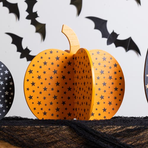 Transpac Large Mdf Pumpkin Die Cut Decorative Object For Halloween Decor In Orange
