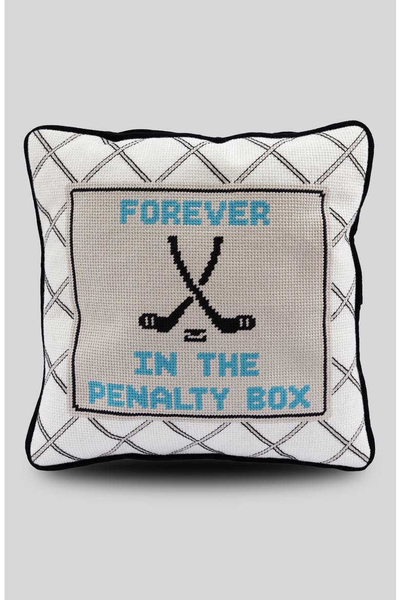 Penalty Box Needlepoint Pillow, Main, color, Penalty Box