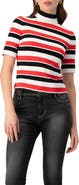IVONNE Striped Mock-Neck Knit Top
