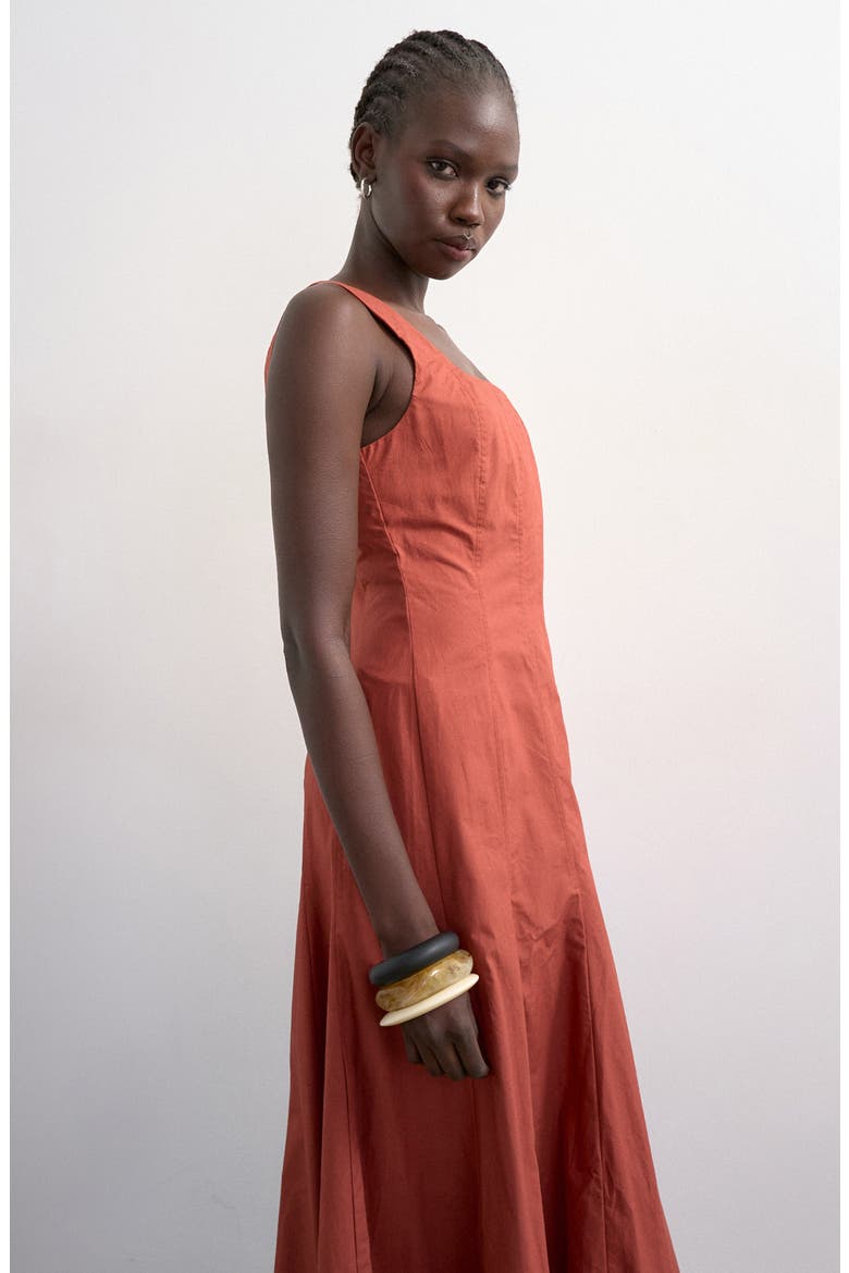 Drop Hem Cotton Maxi Sundress, Alternate, color, RUST