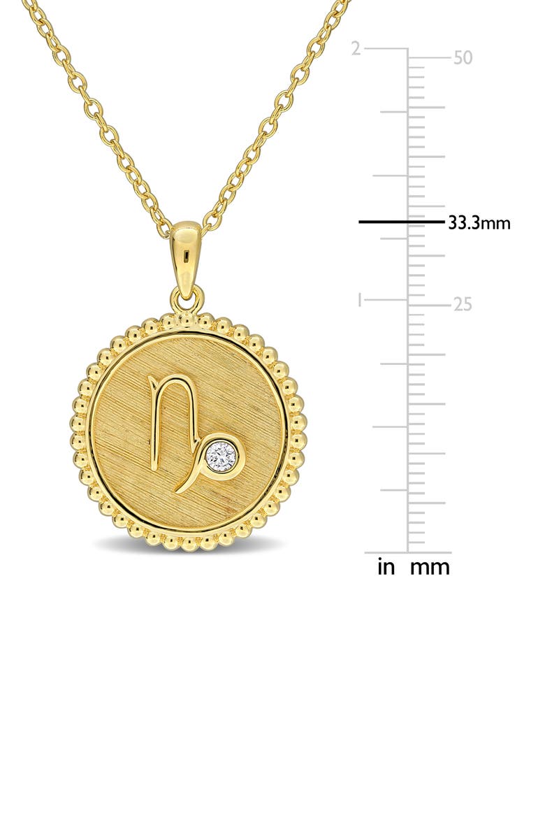 Zodiac Created White Sapphire Pendant Necklace, Alternate, color, WHITE GOLD/ CAPRICORN