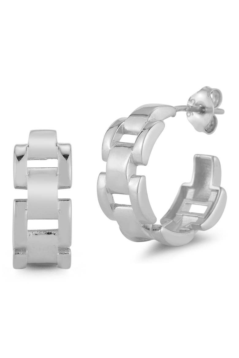 Chain Hoop Earrings, Main, color, SILVER