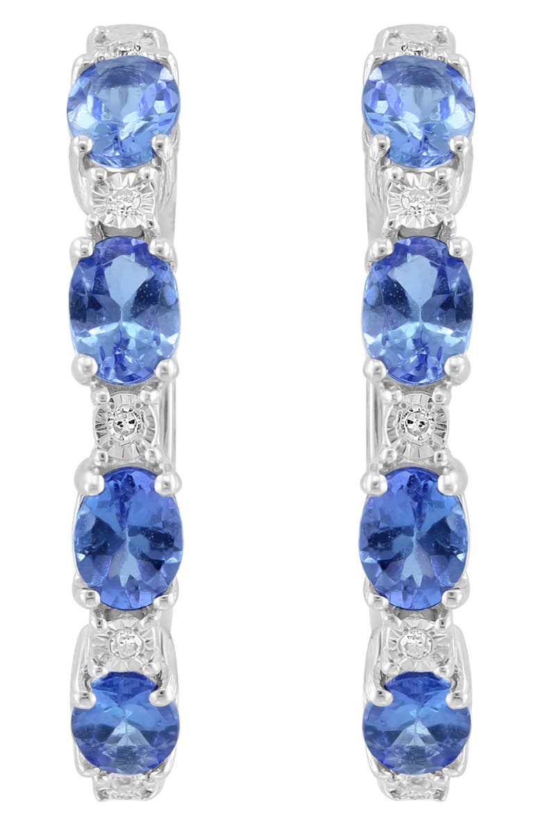 EFFY Sterling Silver Ruby & Diamond Hoop Earrings - 0.02 ctw, Alternate, color, Purple