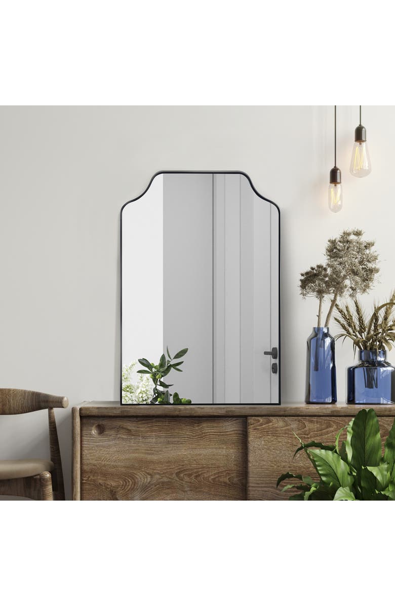 JONATHAN Y Lindie Medium Scalloped-Top Metal Framed Wall Mounted Mirror, Alternate, color, 