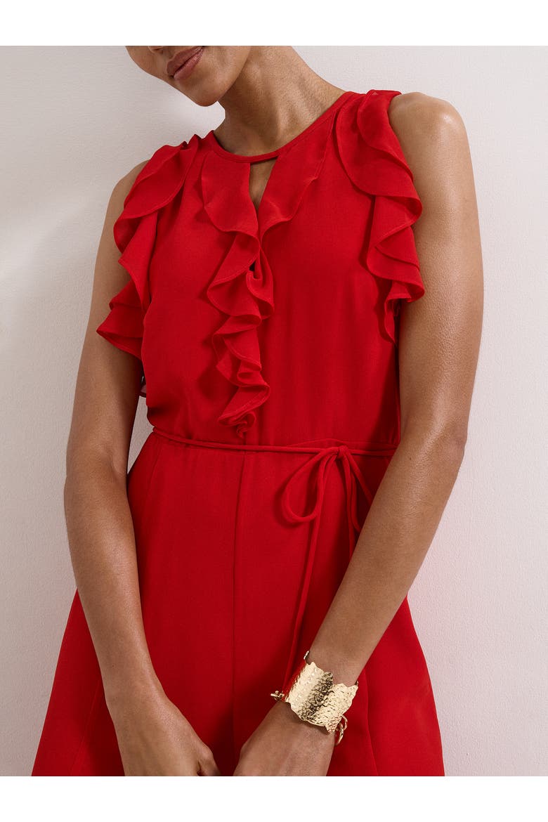 Front Wide Leg Jumpsuit Cinched Waist, Alternate, color, Red