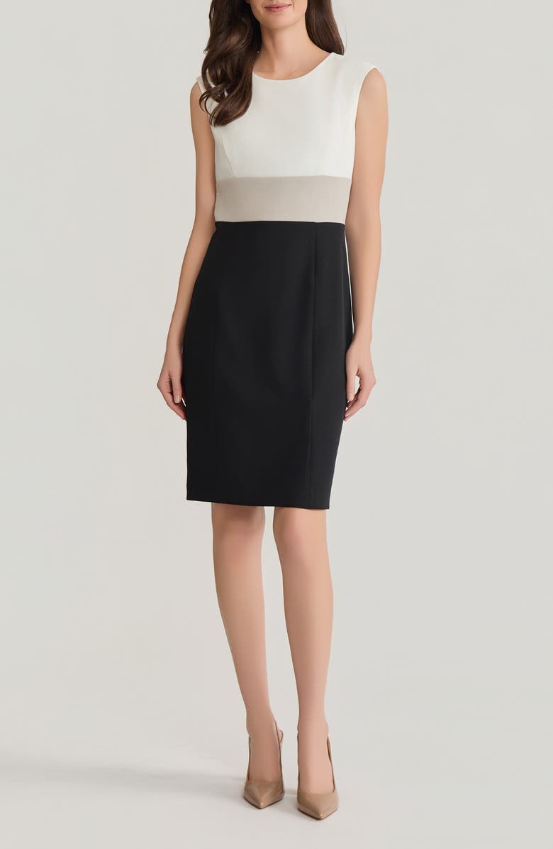 KASPER Colorblock Sheath Dress, Main, color, Vanilla Ice Multi