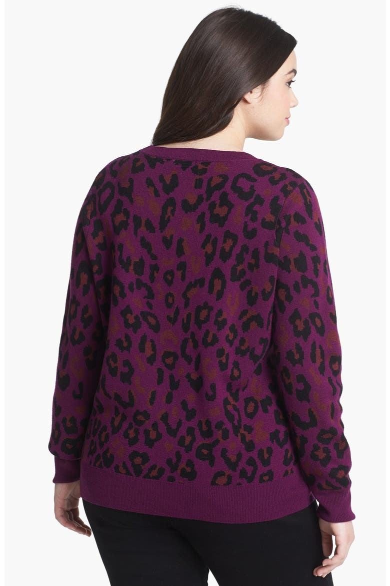 Crewneck Sweater, Alternate, color, PURPLE DARK/ BLACK COMBO