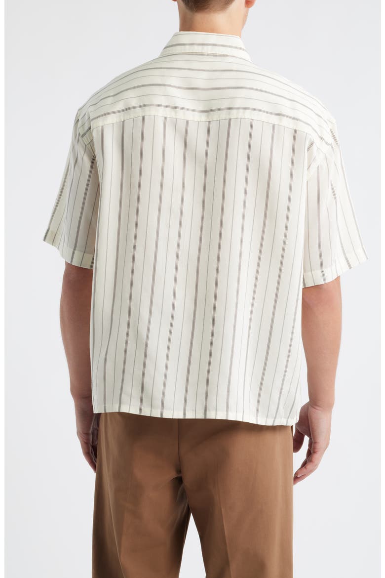 Oversize Stripe Short Sleeve Button-Up Shirt, Alternate, color, IVORY KIYOSHI STRIPE