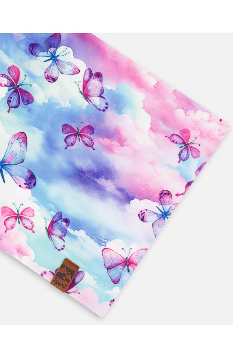 Deux par Deux Girl's Printed Neck Tube Butterflies On Multicolored Background, Alternate, color, 