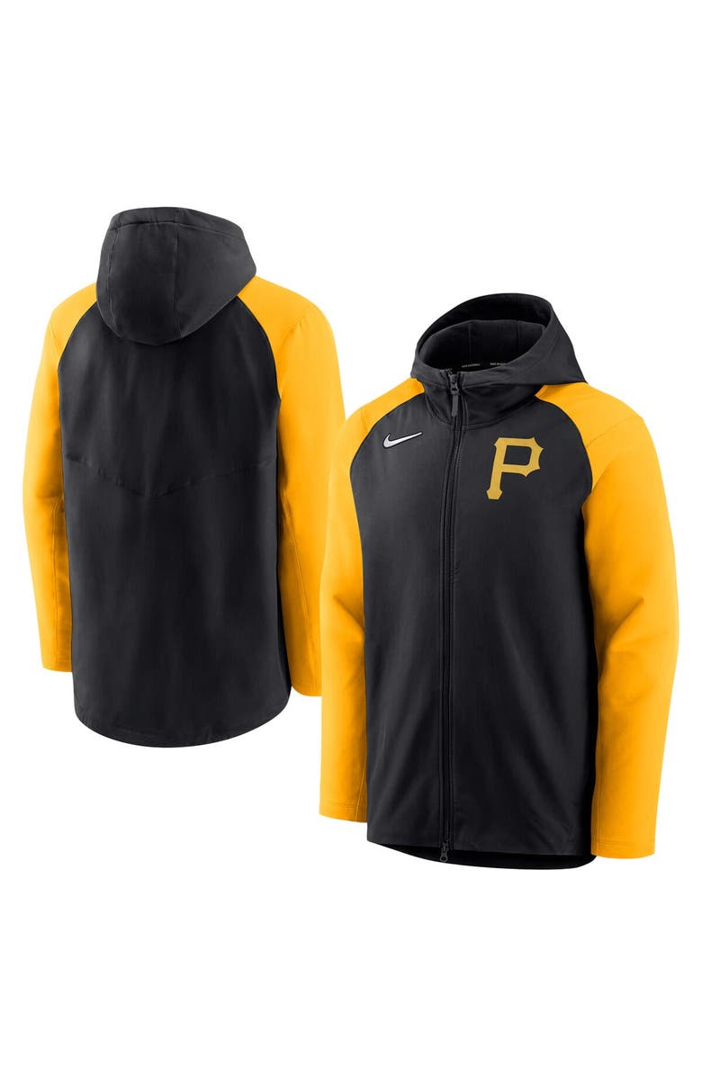 Nike Men's Nike Black/Gold Pittsburgh Pirates Authentic Collection Performance Raglan Full-Zip Hoodie, Main, color, 