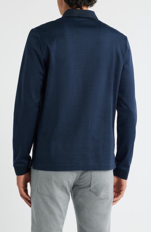 Hugo Boss Boss Pado Long Sleeve Cotton Polo In Blue