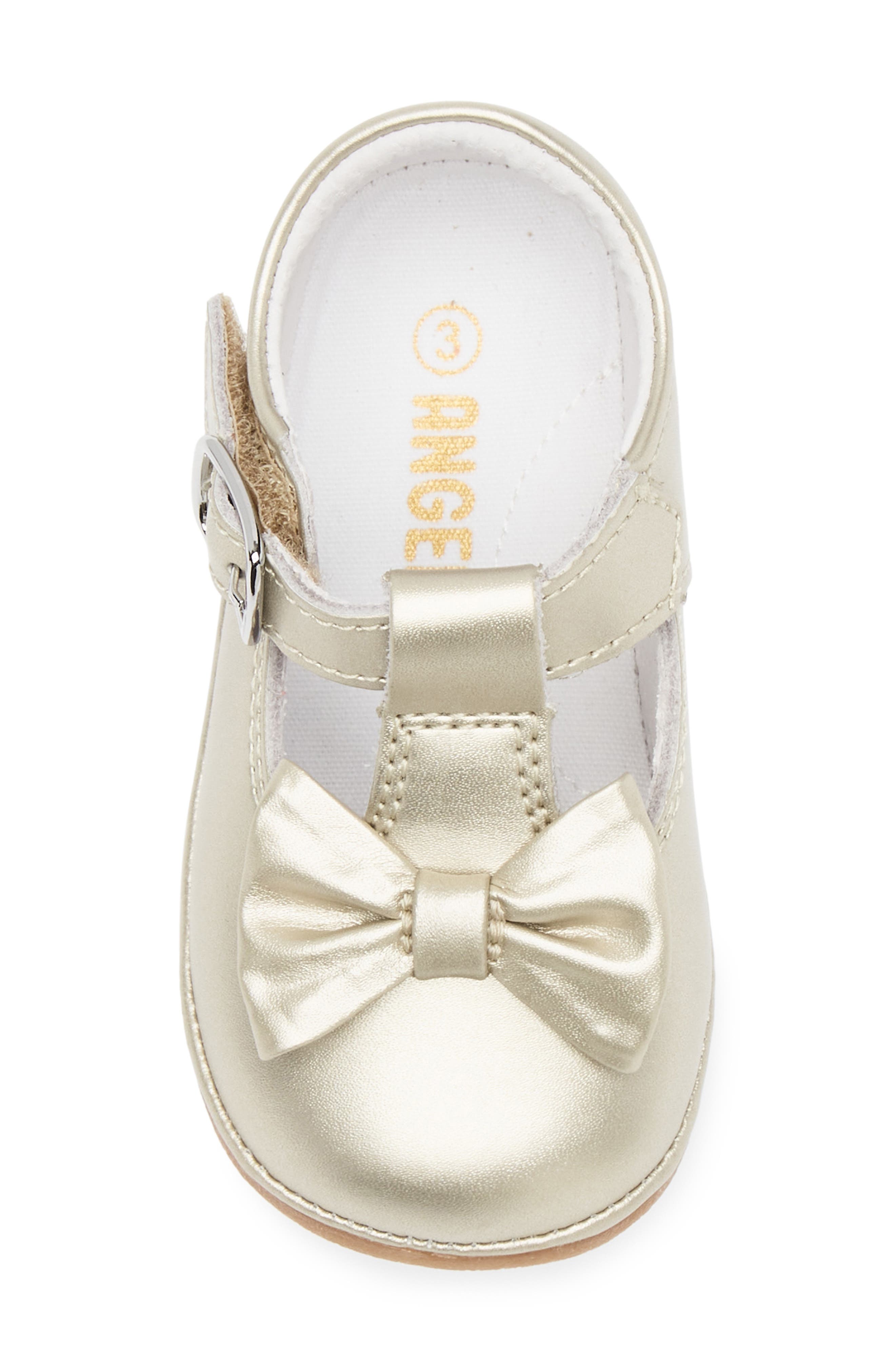 Minnie Bow T-Strap Shoe, Alternate, color, GOLD