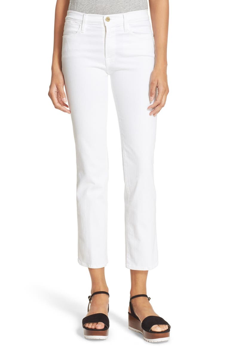 Le High Straight High Rise Jeans, Main, color, BLANC