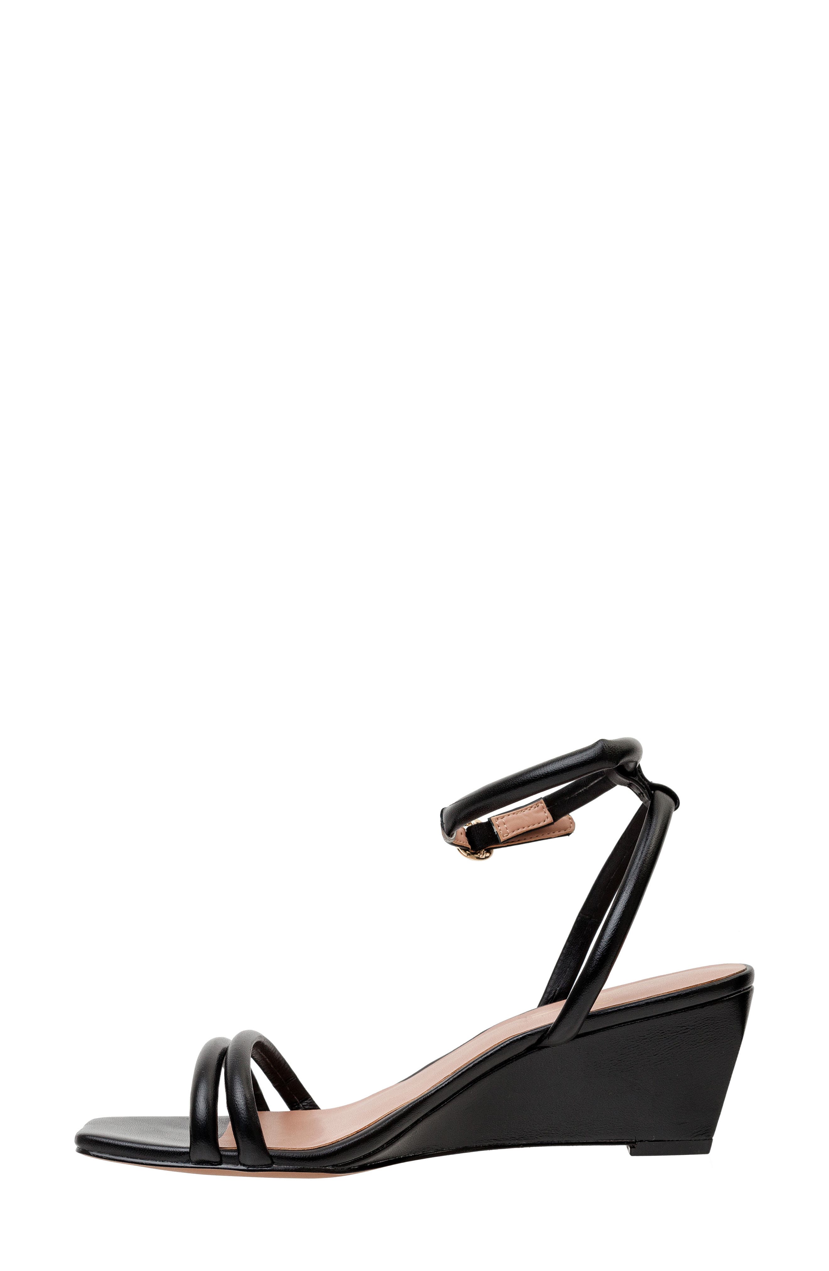 Linea Paolo Vinny Ankle Strap Wedge Sandal, Alternate, color, Black