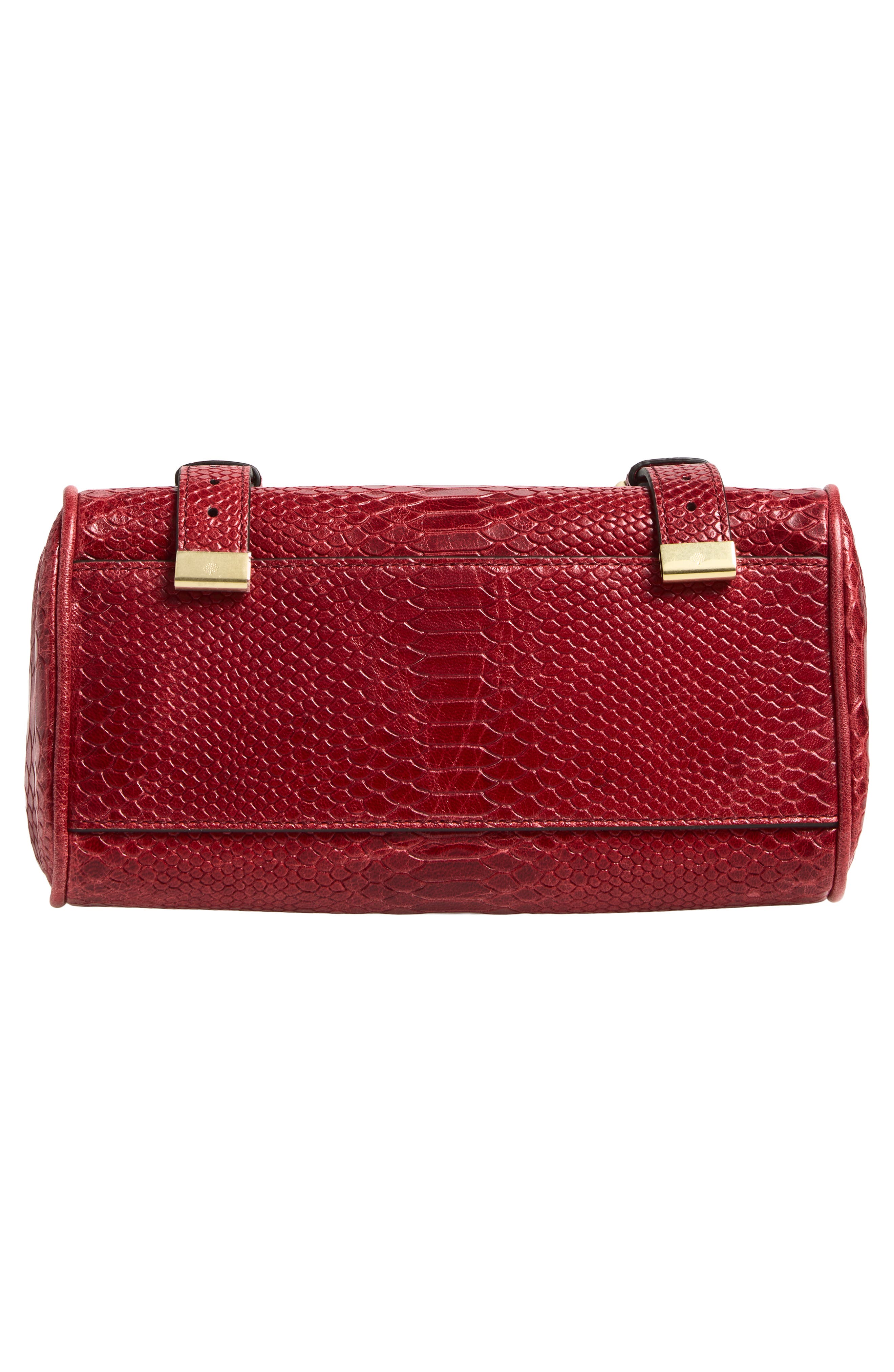 Mini Alexa Snake Embossed Leather Satchel, Alternate, color, APPLE RED