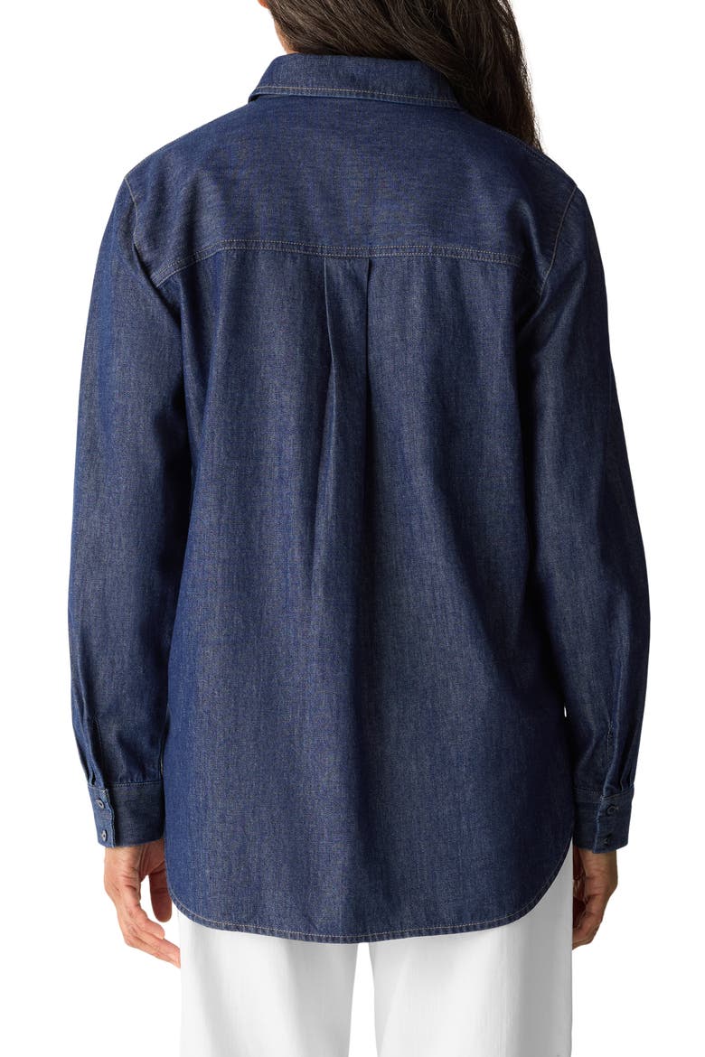 Classic Collar Organic Cotton Denim Button-Up Shirt, Alternate, color, DARK INDIGO