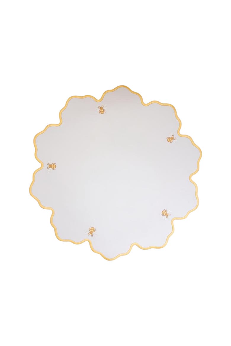 Honey Bee Impermeable Placemat, Main, color, White/Yellow