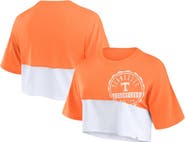FANATICS Women's Fanatics Branded Tennessee Orange/White Tennessee Volunteers Oversized Badge Colorblock Cropped T-Shirt