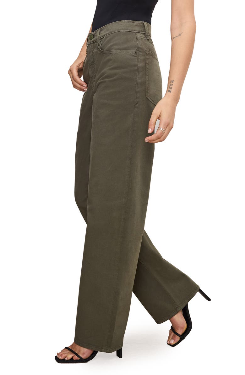 Good American Good Barrel High Waist Relaxed Barrel Twill Pants, Alternate, color, Fatigue