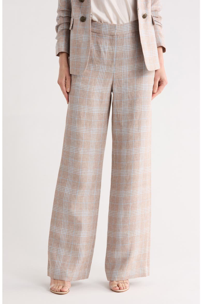 Tonelli Plaid Linen Pants, Main, color, KHAKI MULTI