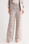 Veronica Beard Tonelli Plaid Linen Pants