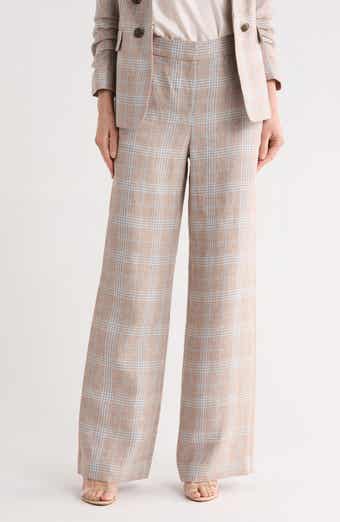 Veronica Beard Tonelli Plaid Linen Pants