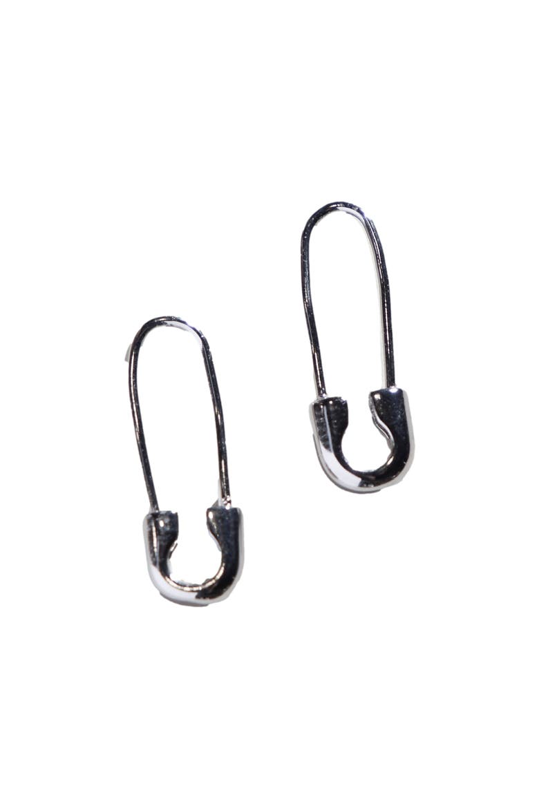 Safety Pin Threader Earrings, Main, color, Silver