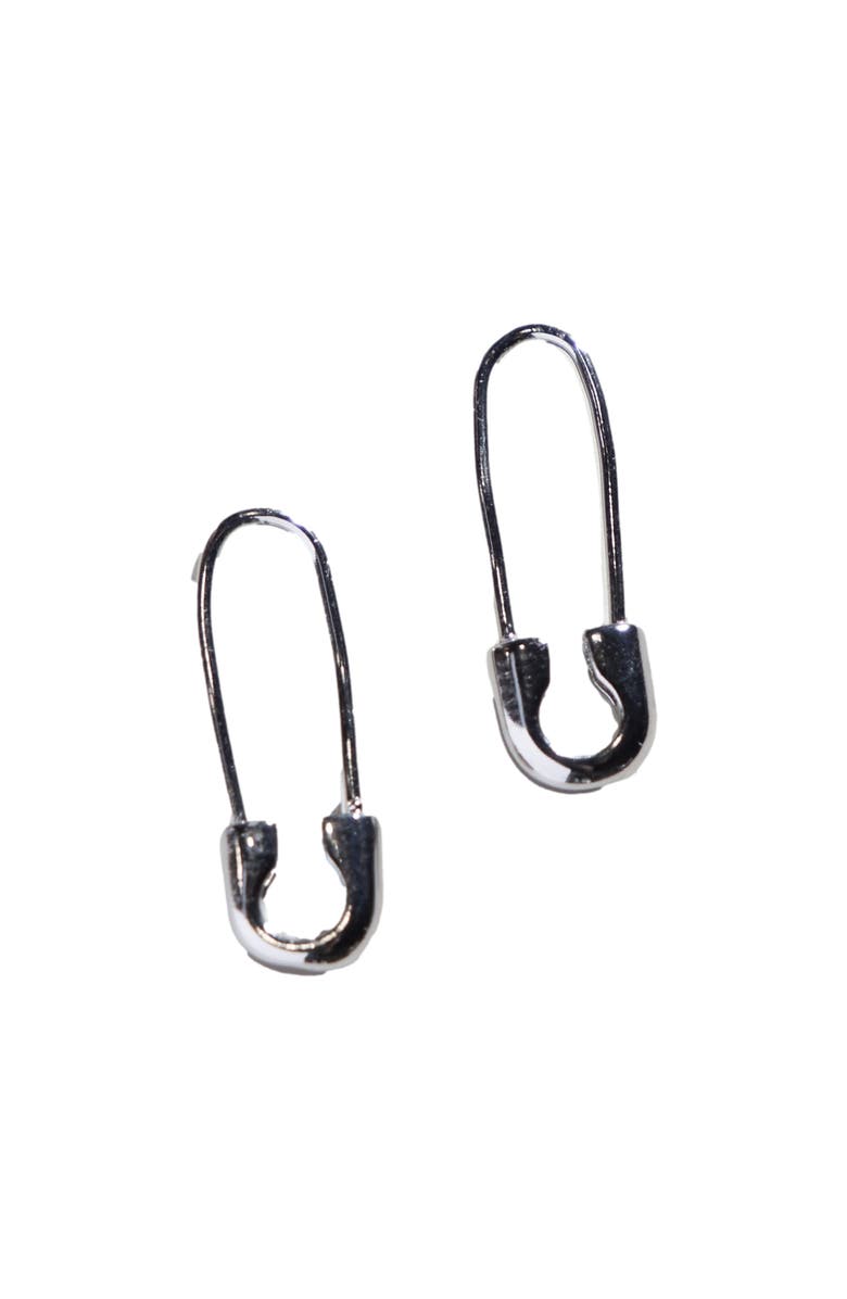 Nickel & Suede Safety Pin Threader Earrings, Main, color, Silver