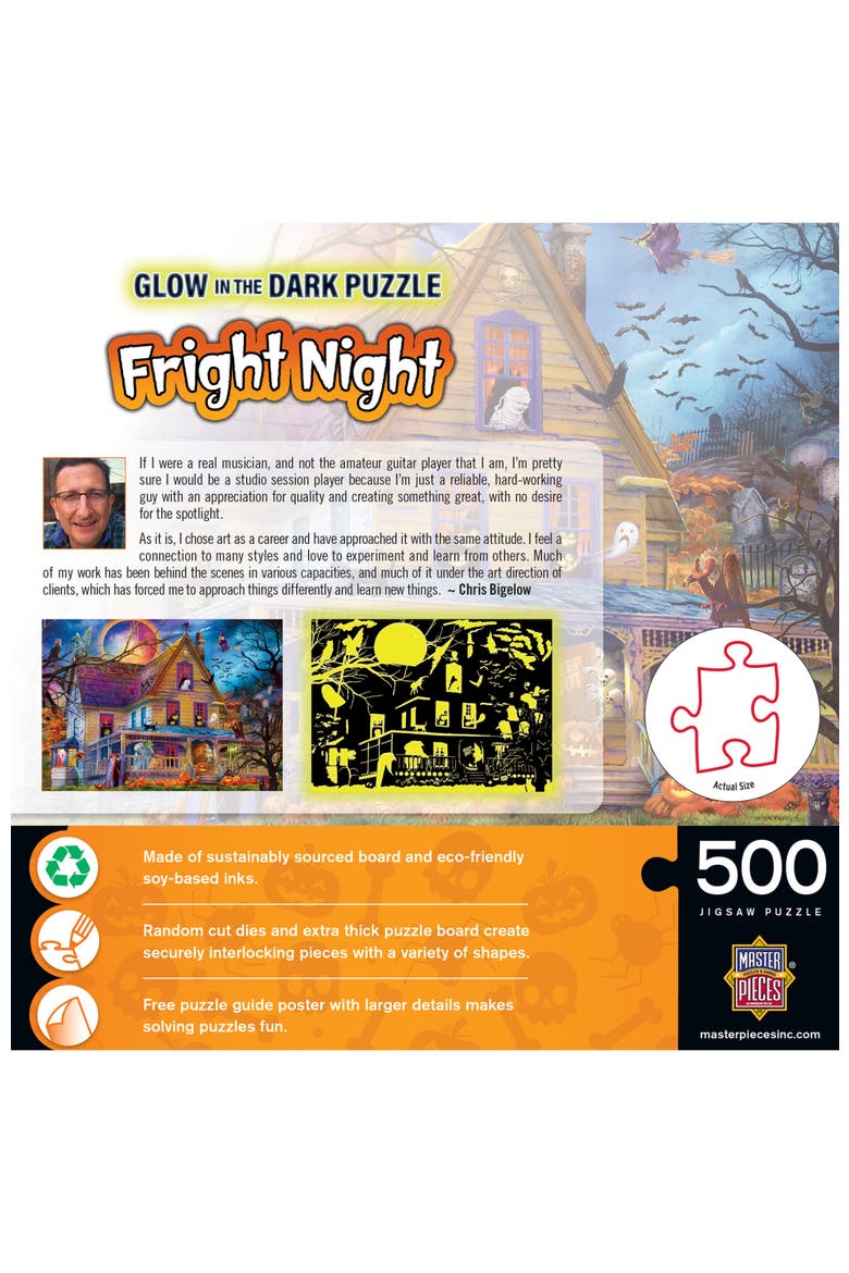 Fright Night 500 Piece Glow Puzzle, Alternate, color, Multicolor