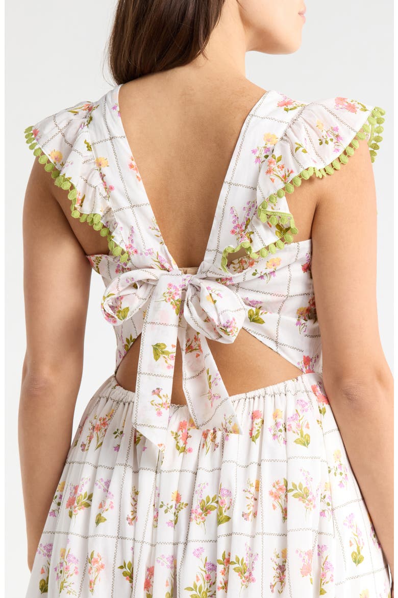 Diana Floral Maira Tie Back Midi Sundress, Alternate, color, CORAL MULTI