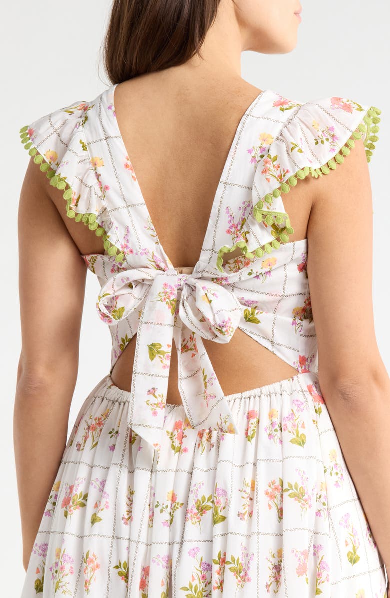 SUGARLIPS Diana Floral Maira Tie Back Midi Sundress, Alternate, color, Coral Multi