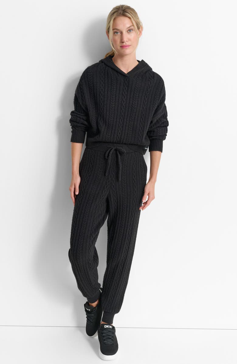 DKNY Cozy Cable Stitch Hoodie, Alternate, color, 