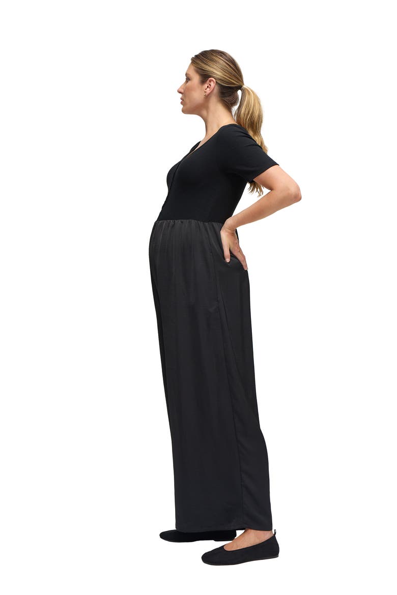 Mix Media Maternity  Jumpsuit, Alternate, color, Black