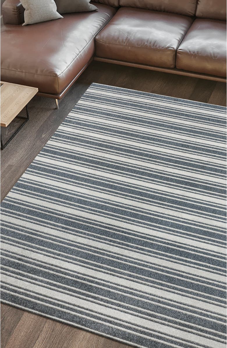 JONATHAN Y Fawning Two-Tone Striped Classic Low-Pile Machine-Washable Area Rug, Alternate, color, Cream/Dark Gray