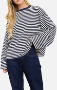 Blu Pepper Striped Long Sleeve Knit Top
