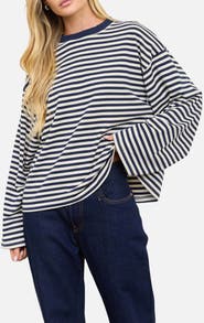 Blu Pepper Striped Long Sleeve Knit Top