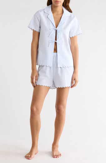 Stripe Scallop Edge Cotton Short Pajamas