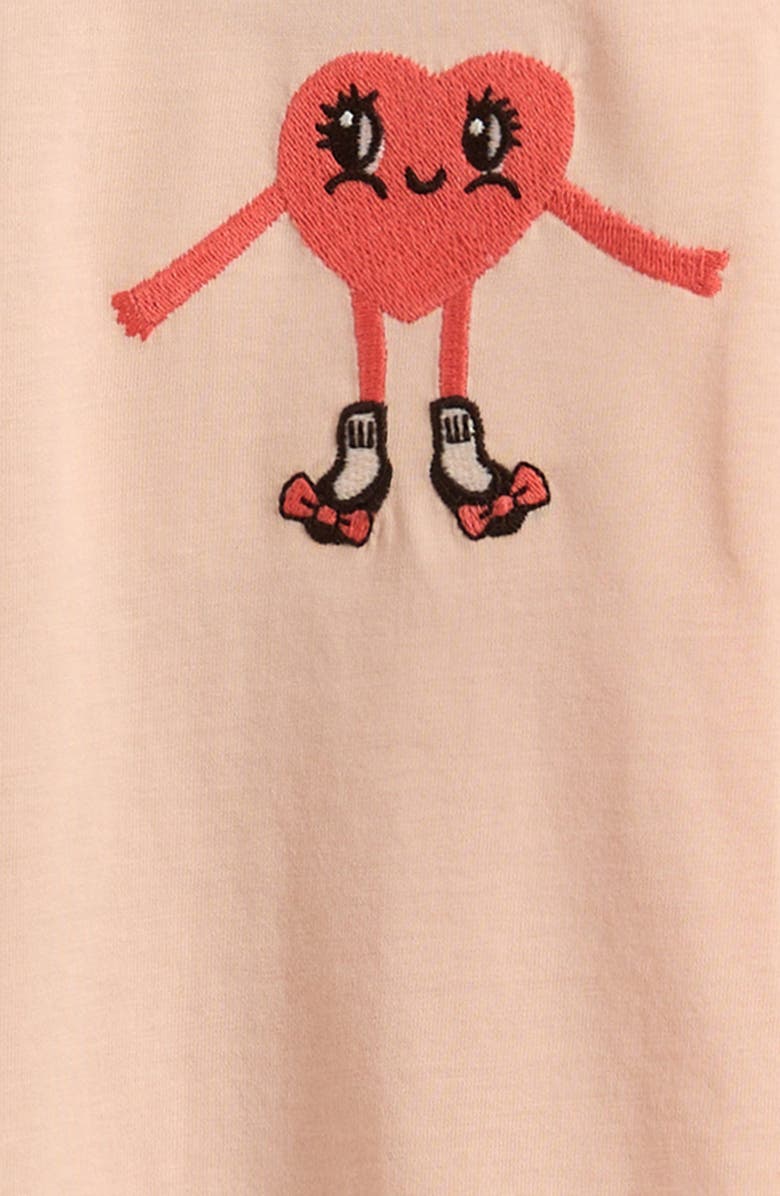 Mini Rodini Kids' Heart in Shoes Embroidered Long Sleeve Organic Cotton T-Shirt, Alternate, color, Pink