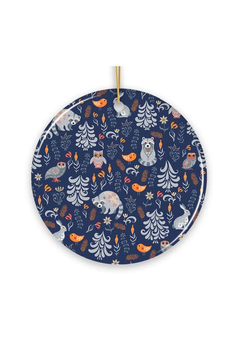 Autumn Forest Folk Art Woodland Round Ornament