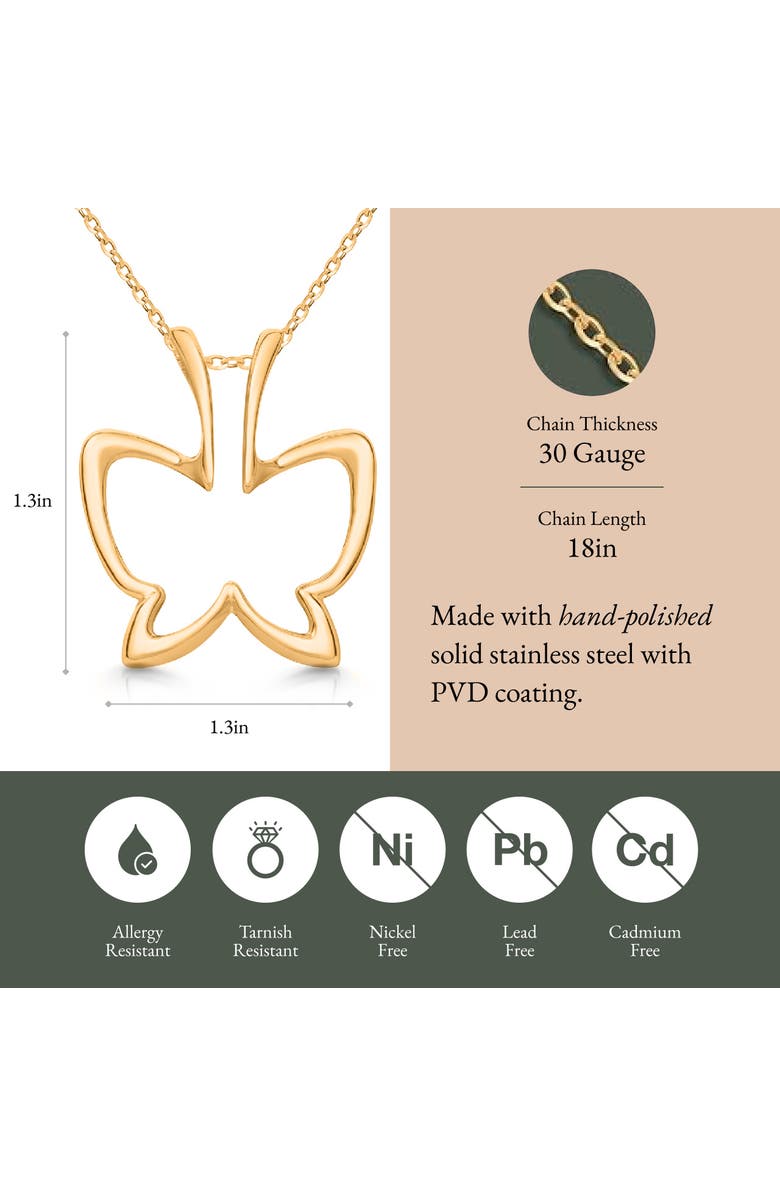 Emily C Butterfly Ring Holder Necklace, Stainless Steel Wedding Ring Keeper, Necklace Jewelry, Alternate, color, Gold