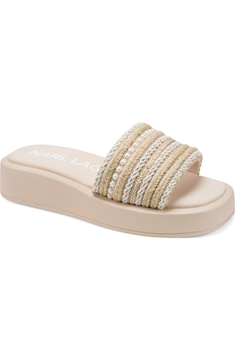 KARL LAGERFELD PARIS Ortley Platform Wedge Slide Sandal, Main, color, Natural
