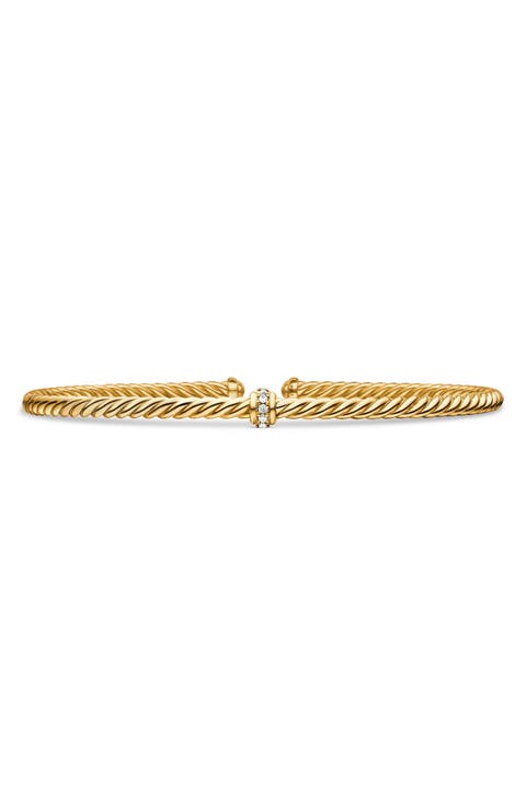 Renaissance Center Station Bracelet with Diamonds in 18K Gold, 3mm