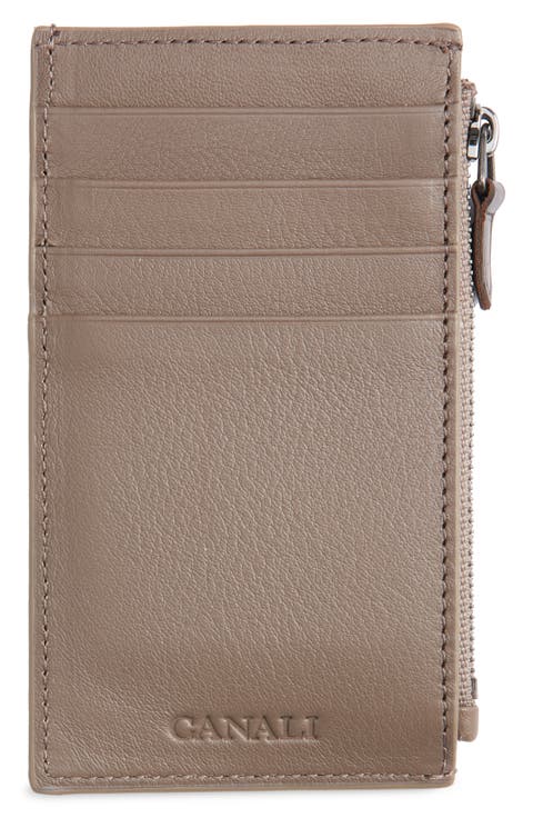 Tumbled Calfskin Card Holder with Zip