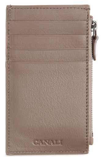 Canali Tumbled Calfskin Card Holder with Zip