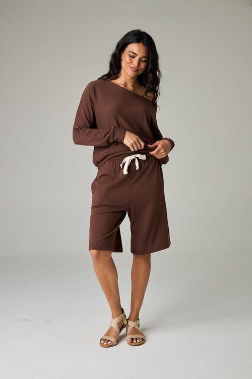 Eavolu Baikal Eco-luxe Fleece Bermuda Short In Earth Brown